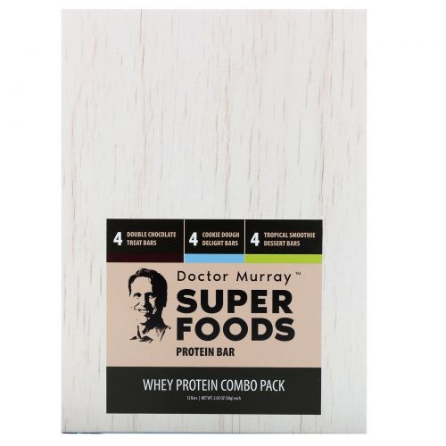 Dr. Murray's, Superfoods Protein Bars, Whey Protein Combo Pack, 12 Bars, 2.05 oz (58 g) Each