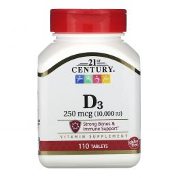 21st Century, D3, 10,000 IU, 110 Tablets