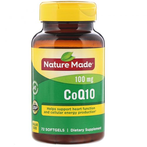 Nature Made, CoQ10, натуральный апельсин, 100 мг, 72 мягкие таблетки