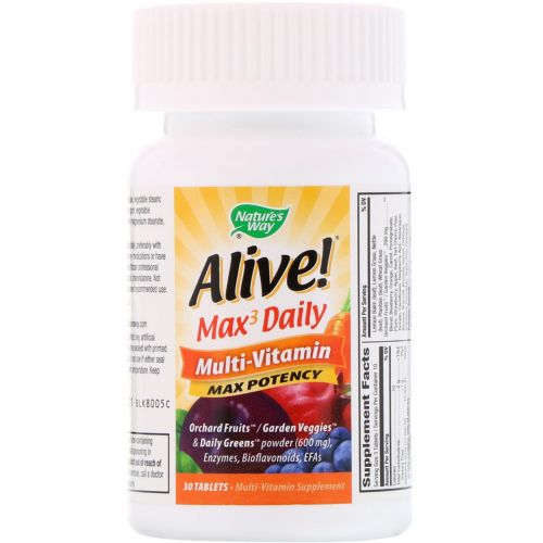 Nature's Way, Alive!, Max3 Daily Multi-Vitamin, 30 Tablets