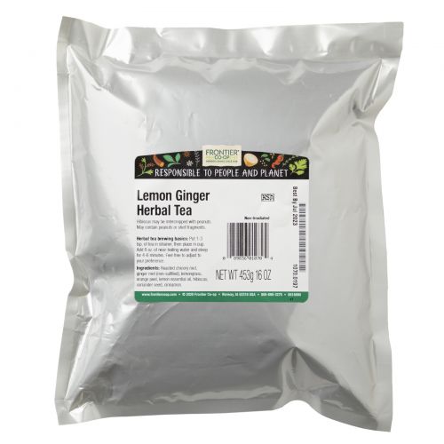 Frontier Natural Products, Лимонно-имбирный чай, 16 унций (453 г)