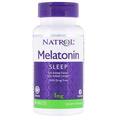 Natrol, Мелатонин TR, медленное высвобождение, 1 мг, 90 таблеток