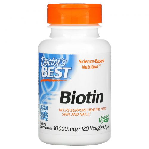 Doctor's Best, Best Biotin, 10,000mcg, 120 Veggie Caps