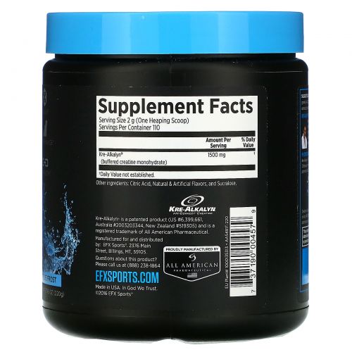 EFX Sports, Kre-Alkalyn EFX, порошок, со вкусом «Морозная свежесть», 220 г (7,76 унции)