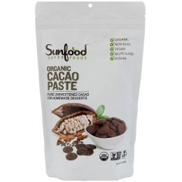 Sunfood, Органический продукт, Сырая какао-паста, 1 фунт (454 г)