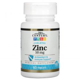 21st Century, Zinc,  Chelated, 50 mg, 60 Tablets