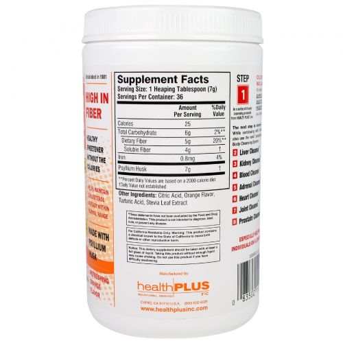 Health Plus Inc., "Чистка кишечника", средство для чистки толстого кишечника, с освежающим апельсиновым вкусом, 9 унций (255 г)