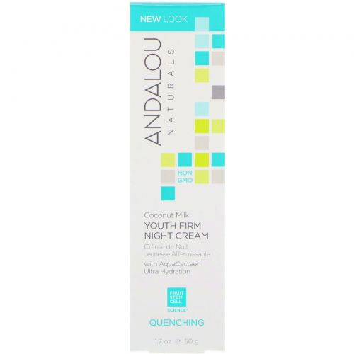 Andalou Naturals, Ночной крем с кокосовым молочком для молодой упругой кожи, Quenching, 1.7 ж.унц. (50 г)