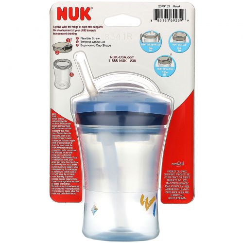 NUK, Evolution Straw Cup, Blue, 12+ Months, 1 Cup, 8 oz (240 ml)