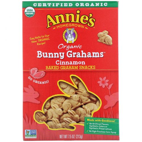 Annie's Homegrown, Bunny Grahams, Крекер с Корицей 7.5 унции (213 г)