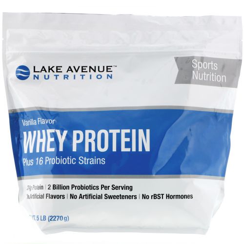 Lake Avenue Nutrition, Whey Protein + Probiotics, Vanilla Flavor, 5 lb (2270 g)