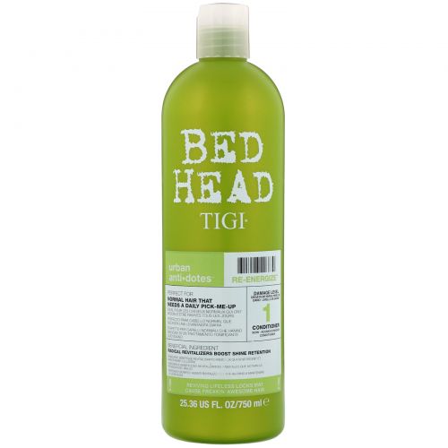 TIGI, Bed Head, Urban Anti+dotes, Re-Energize, Damage Level 1 Conditioner, 25.36 fl oz (750 ml)