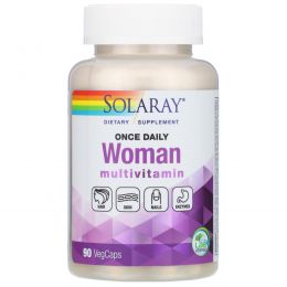 Solaray, Раз в день, витамины для женщин, Multi-Vita-Min, 90 вегетарианских капсул