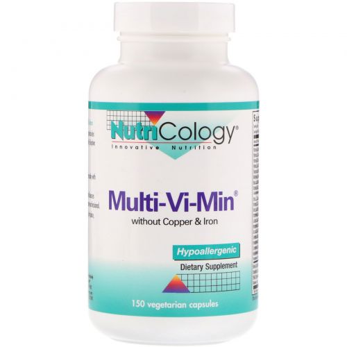 Nutricology, Мультивитамины Multi-Vi-Min без меди и железа, 150 растительных капсул