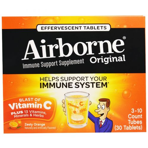 AirBorne, Effervescent Tablets, Zesty Orange, 30 Tablets