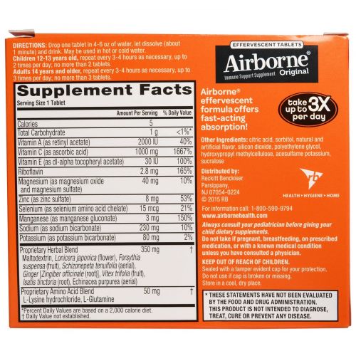 AirBorne, Effervescent Tablets, Zesty Orange, 30 Tablets