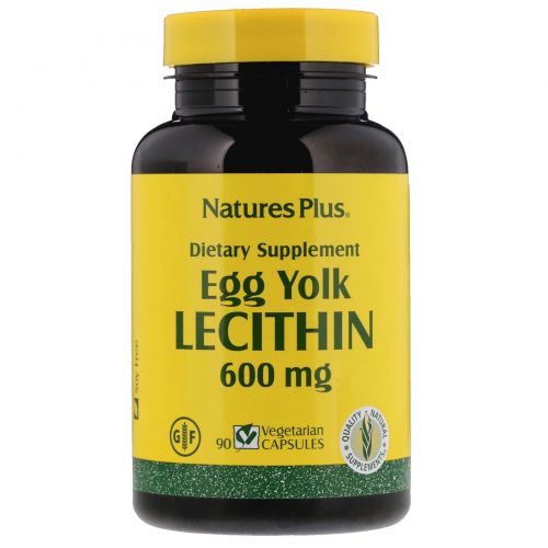 Nature's Plus, Лецитин из яичного желтка, 600 мг, 90 вегетарианских капсул