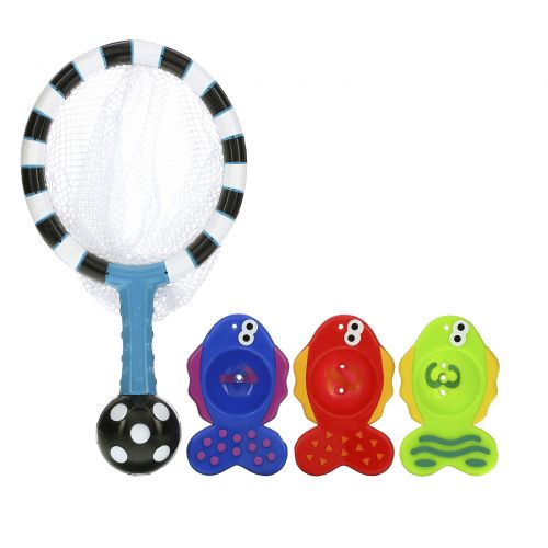 Sassy,  Developmental Bath Toy, Catch 'n Count Net,  6 + Months, 4 Piece Set