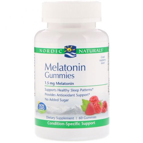 Nordic Naturals, Melatonin Gummies, Raspberry, 1.5 mg, 60 Gummies