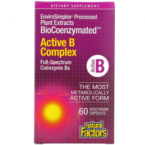 Natural Factors, BioCoenzymated, Active B Complex, 60 Vegetarian Capsules