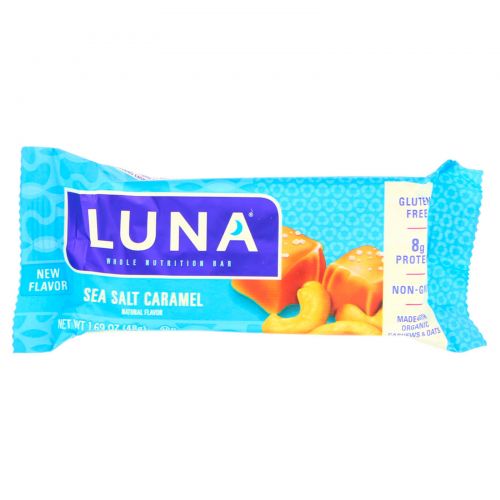 Clif Bar, Luna, Whole Nutrition Bar, Sea Salt Caramel, 15 Bars, 1.69 oz (48 g) Each