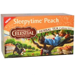 Celestial Seasonings, Травяной чай без кофеина, Сонный персик, 20 чайных пакетиков, 1,0 унции (29 г)