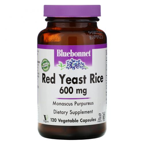 Bluebonnet Nutrition, Красный дрожжевой рис, 600 мг, 120 растительных капсул