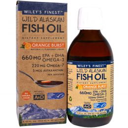 Wiley's Finest, Wild Alaskan Fish Oil, Orange Burst, 660 mg , 8.4 fl oz. (250 ml)