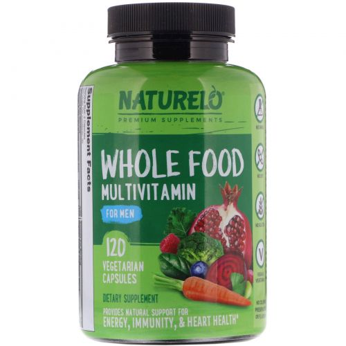 NATURELO, Whole Food Multivitamin for Men, 120 Vegetarian Capsules