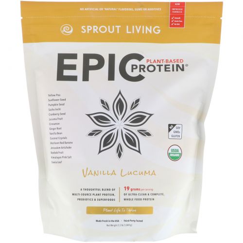 Sprout Living, Протеин Epic Protein, ваниль и лукума, 1 кг (1000 г)