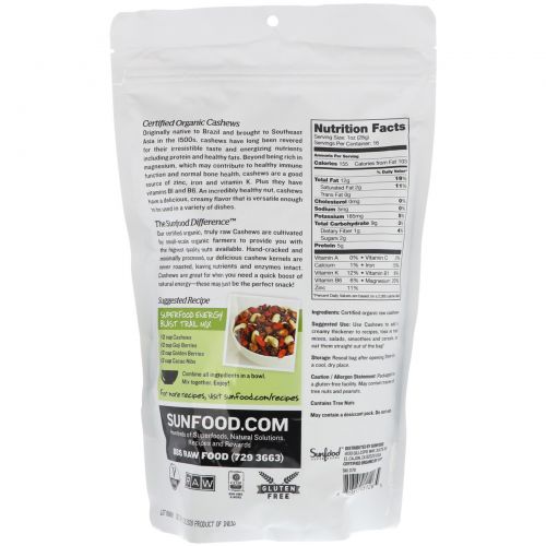 Sunfood, Cashews, 1 lb