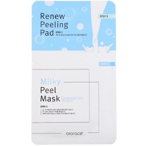 Biorace, Milky Peel Mask, Epidermal Care, 5 Sheets, 35 ml Each