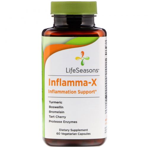 LifeSeasons, Inflamma-X, поддержка при воспалении, 60 вегетарианских капсул