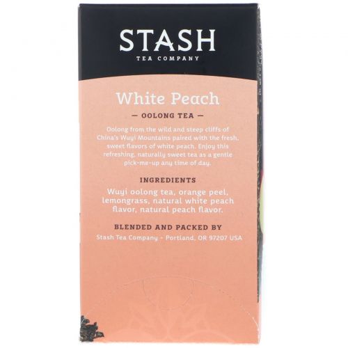 Stash Tea, Чай улун высшего сорта, белый персик, 18 чайных пакетиков, 1,2 унции (35 г)