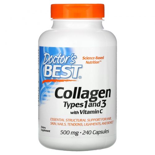 Doctor's Best, Collagen, Types 1 and 3 with Peptan, 500 mg, 240 Capsules
