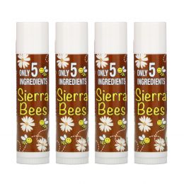 Sierra Bees, Органический бальзам для губ, кокос, 4 шт., 0,15 унций (4,25 г) каждый