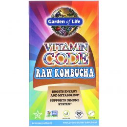Garden of Life, Vitamin Code, Сырой комбуча, 60 веганских капсул UltraZorbe