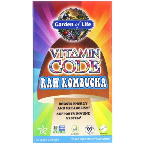 Garden of Life, Vitamin Code, Сырой комбуча, 60 веганских капсул UltraZorbe