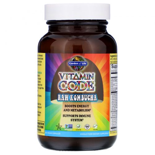 Garden of Life, Vitamin Code, Сырой комбуча, 60 веганских капсул UltraZorbe