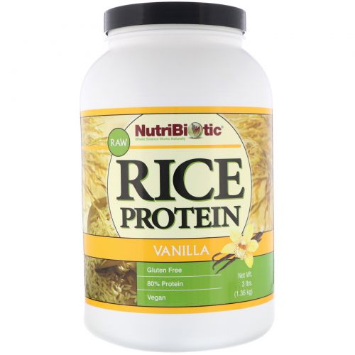 NutriBiotic, Рисовый белок, с ванилью, 3 фунта (1.36 кг)