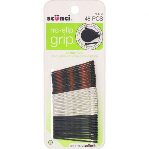 Scunci, Невидимки No Slip Grip, удерживают волосы весь день, разные цвета, 48 штук