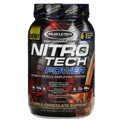 Muscletech, Nitro Tech Power, тройной шоколад, 2 фунта (907 г)