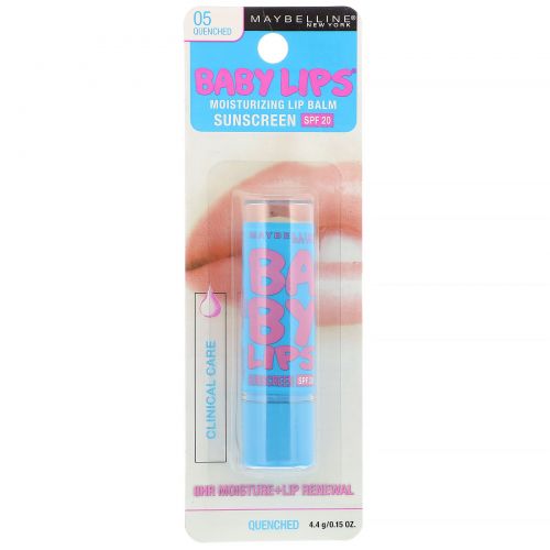 Maybelline, Baby Lips, увлажняющий бальзам для губ, с SPF 20, бесцветный 05, 4,4 г (0,15 унции)