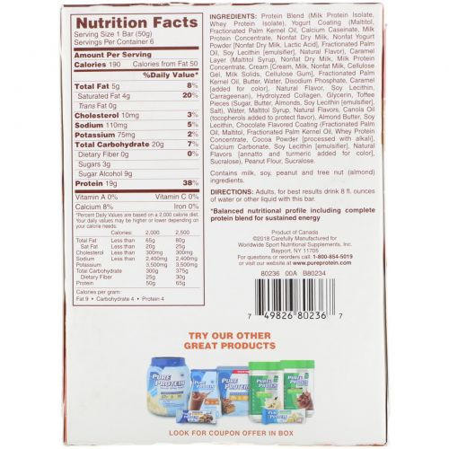 Pure Protein, Maple Caramel Bar, 6 bars, 1.76 oz (50 g) Each