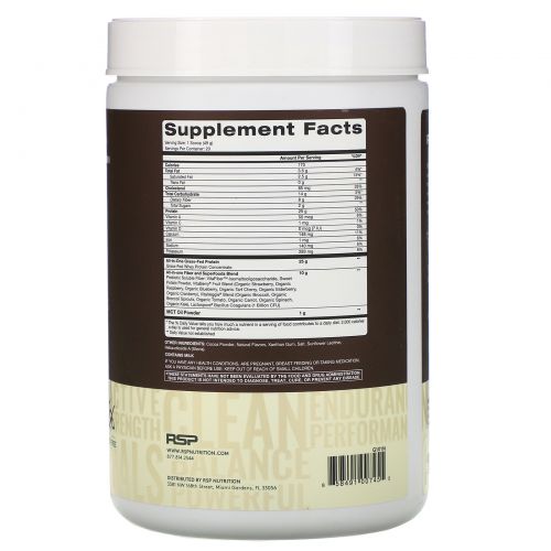 RSP Nutrition, Truefit, Grass-Fed Protein Shake, Chocolate, 2.11 lbs (960 g)