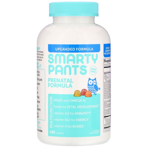 SmartyPants, Пренатальный мульти+ Омега-3 + витамин D, 180 гамми