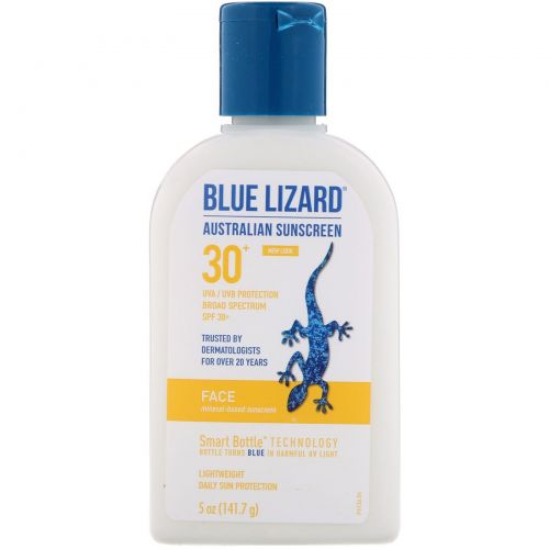 Blue Lizard Australian Sunscreen, Средство для лица SPF 30+, без запаха, 5 унций (141,7 г)