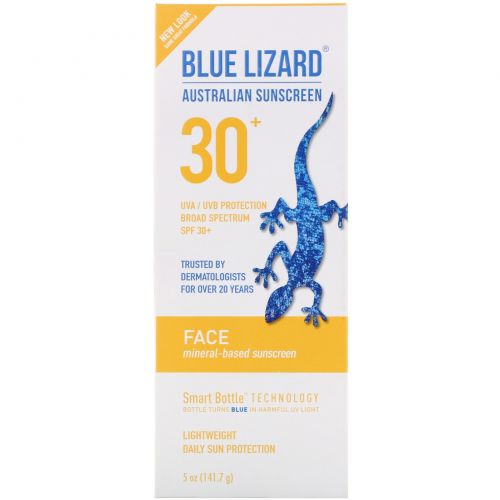 Blue Lizard Australian Sunscreen, Средство для лица SPF 30+, без запаха, 5 унций (141,7 г)