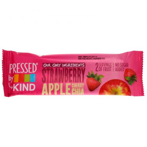 KIND Bars, Pressed by KIND, Strawberry Apple Chia , 12 Fruit Bars, 1.2 oz (35 g) Each