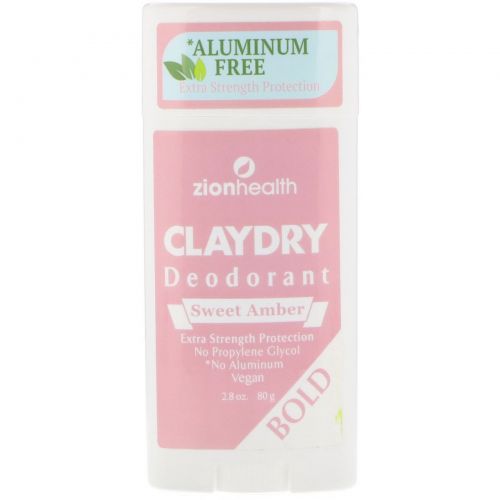 Zion Health, ClayDry Deodorant, Bold, Sweet Amber, 2.8 oz (80 g)